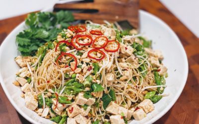 Sesame Peanut Asian Noodle Salad with Tofu