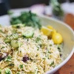 Food By Joe Recipe Greek Orzo Pasta Salad olives feta
