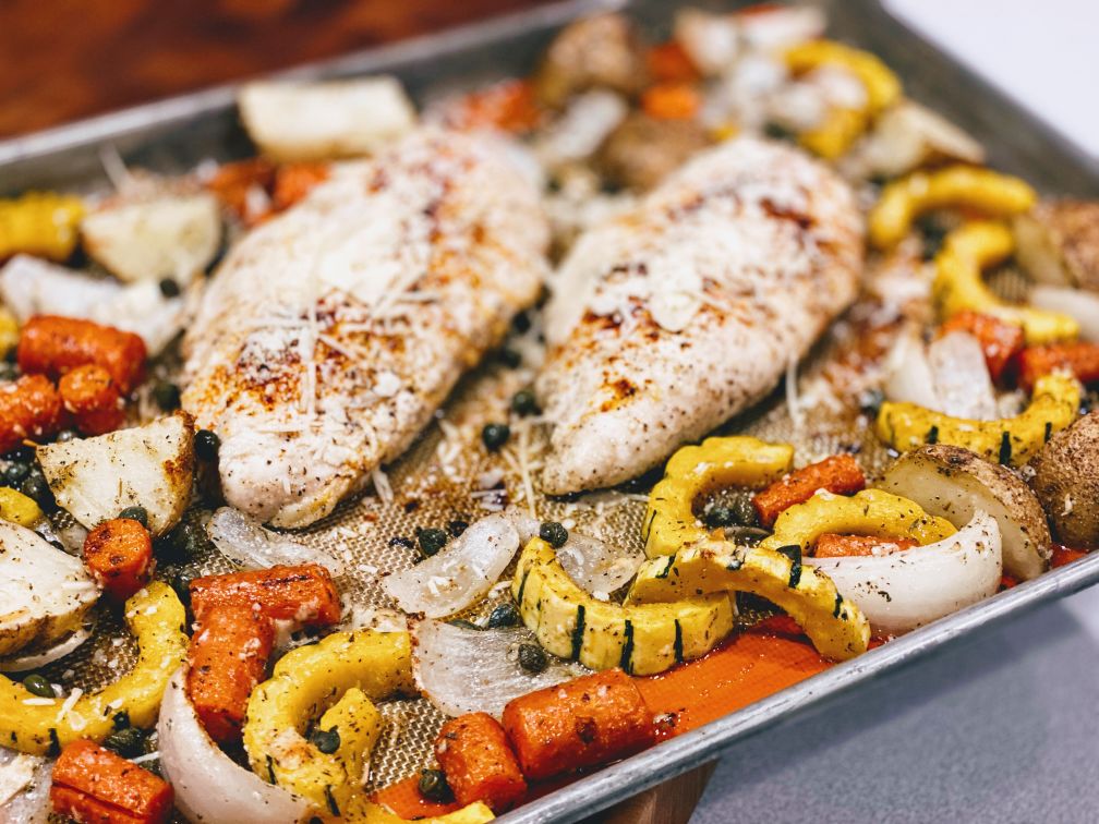 Optimized Food By Joe Recipe Lemon Sheet Pan Chicken Vegetables Capers Piccata